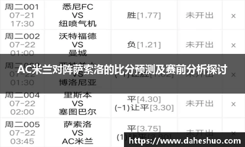 AC米兰对阵萨索洛的比分预测及赛前分析探讨